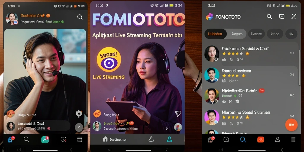 Tampilan antarmuka FOMOTOTO yang menarik untuk Live Streaming.