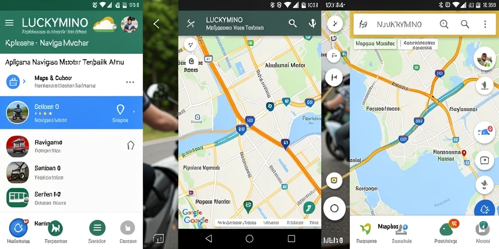 Antarmuka LUCKYMINO yang sederhana dan informatif untuk navigasi motor.