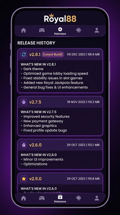 Riwayat Versi Terbaru royal88 untuk Pengguna Android